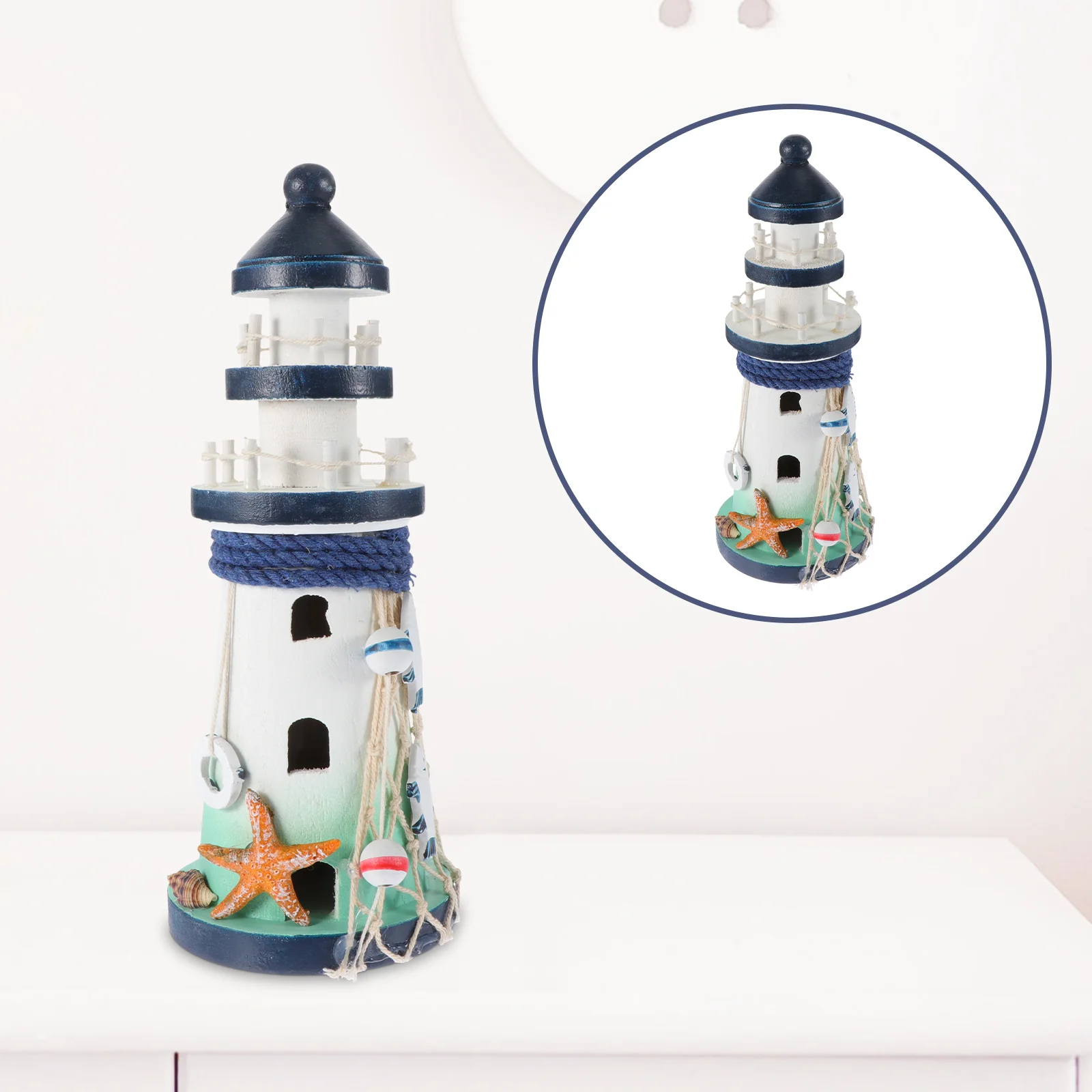 

Lighthouse Ornaments Decoration Dining Room Table Wooden Adornment Party Home Unique Desktop Mediterranean Lookout