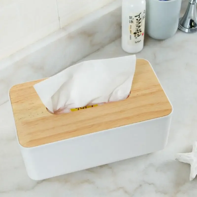 

Wooden Tissue Box Cover Solid Wood Toilet Paper Holder Case Stylish Simple Napkin Dispenser Car Home Organizer