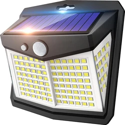 Outdoor Solar Motion Sensor LED Security Light, Waterproof and Durable with 3 Lighting Modes - 4Pcs (128LED)
