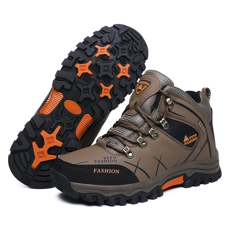 

HIKEUP Male Padded Outdoor Hiking Shoes Warmth High-Top Men Walking Sports Wearable Comfortable Travel Shoes Winter