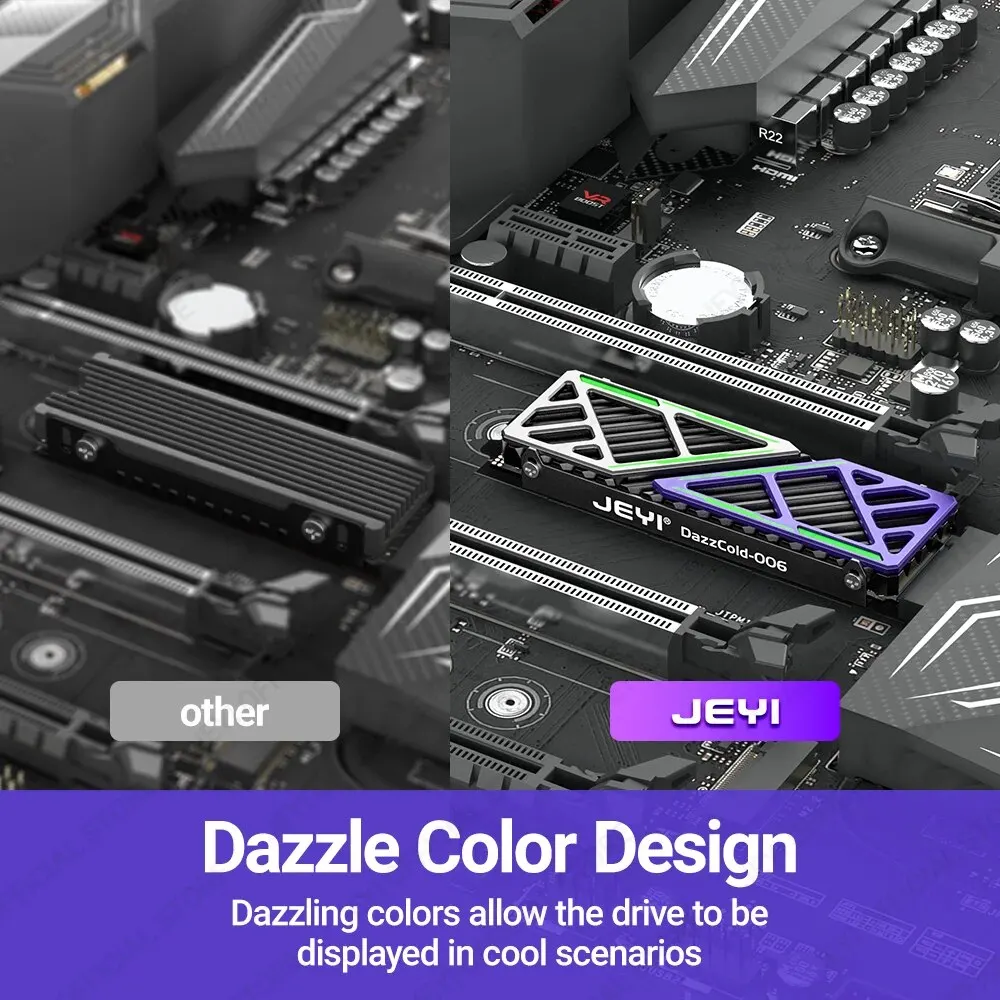 JEYI Dazzcold M.2 SSD 방열판 2280 NVME NGFF 라디에이터 마그네슘 알루미늄 합금 PC 열 실리콘 패드가있는 효율적인 쿨러