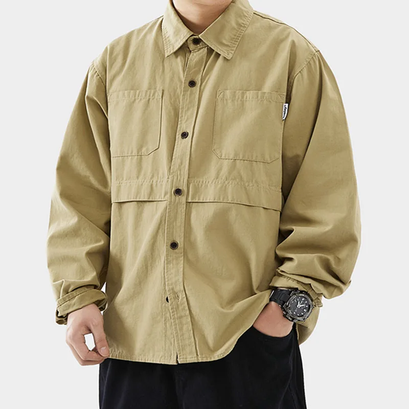 2023 New Loose Fashion Workwear Long Sleeved Coat Korean Edition Men's Leisure Travel Designer Lightweight Breathable Top Jacket