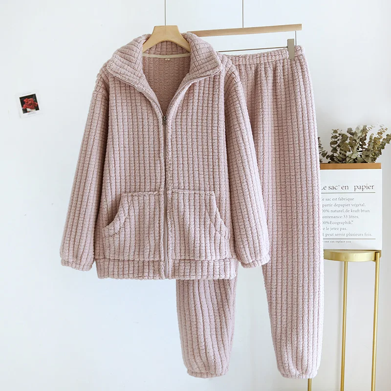 Couple Sleepwear Women's Nightie Matching Pajamas 2023 New Winter Thickened Warmth Flannel Pijames For Women Underwear