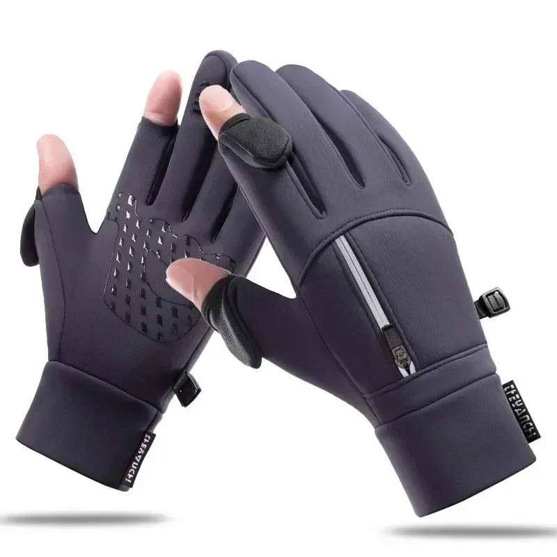 Fishing Gloves fishing gloves For Men Women Winter Waterproof Windproof 2 Finger Flip Warm Protection Fish Angling