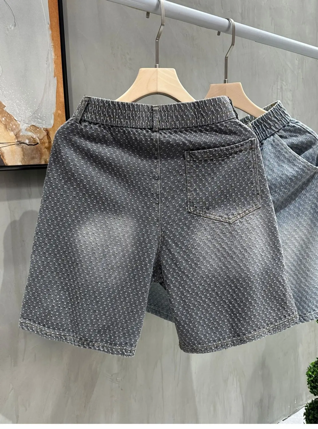Men's Denim Shorts - Retro Jacquard Washed Casual Summer Five-Minute Pants