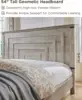 Farmhouse King Size Bed Frame with 54" Tall Geometric Headboard & 2 Large Storage Drawers, Rustic Wood Platform Bed 4
