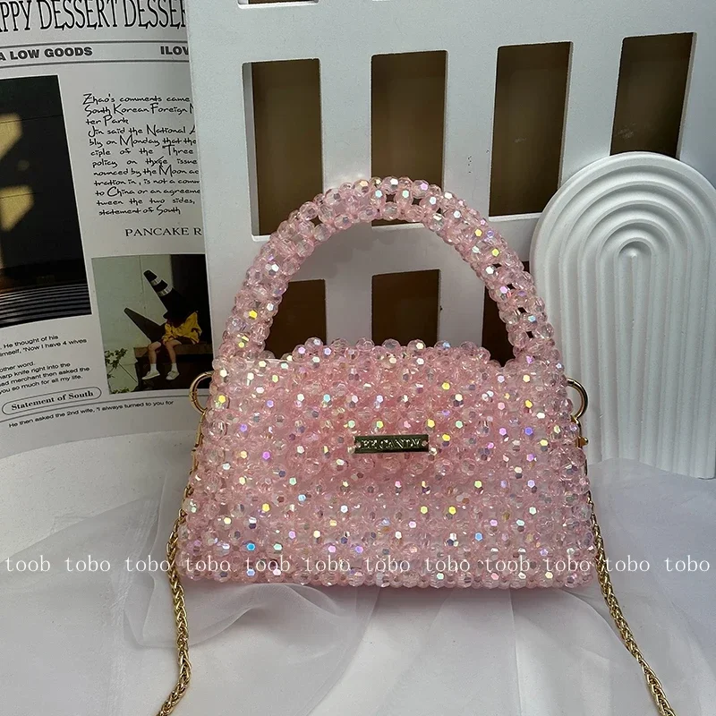 

Летний Блестящий розовый клатч, акриловая женская сумка, популярные сумки через плечо с внутренней частью