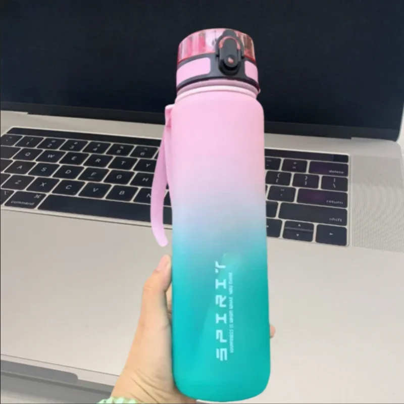 Large Capacity Motivational Sports Bottle - Leak-Proof & Reusable