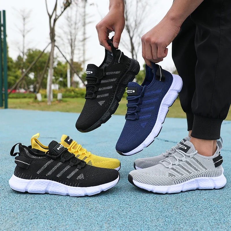 Men Soft Soled Running Shoes  Lightweight Mesh Knitted Walking Shoes Breathable Tenis Masculino Summer Direct Sales Sneakers Men