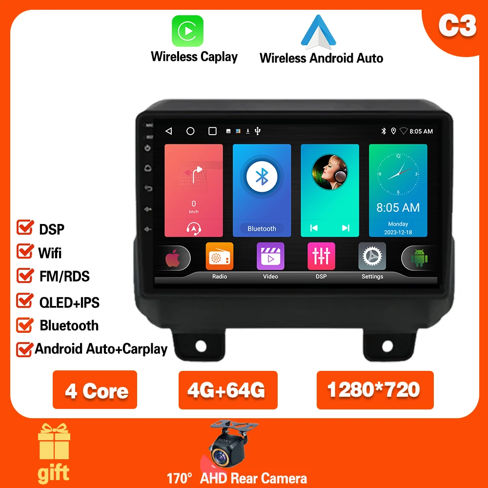 thumbnail image 1 of Radio para coche Android 14.0 para Jeep Wrangler 4 JL 2018-2021 5G WIFI IPS Pantalla táctil 9 "Reproductor de video multimedia Navegación GPS Wifi, 1 of 5