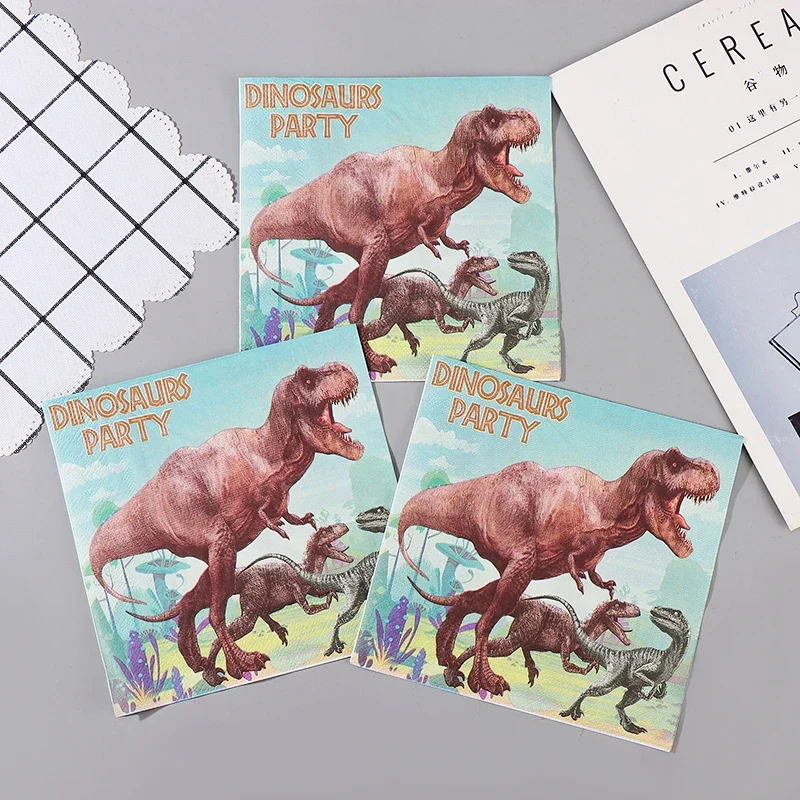 20pcs/Pac 33*33cm 2Ply New Dinosaur Printed Napkins Children's Birthday Party Decorative Paper Placemats Butterfly Bart Paper
