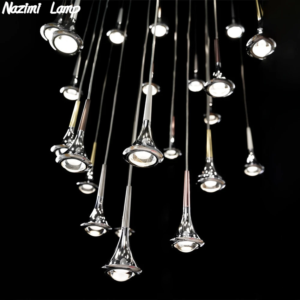 

Nordic Modern LED Pendant Chandelier Simple Staircase Loft Meteor Shower Glass Lamps Home Decoration Lamp for Bedroom