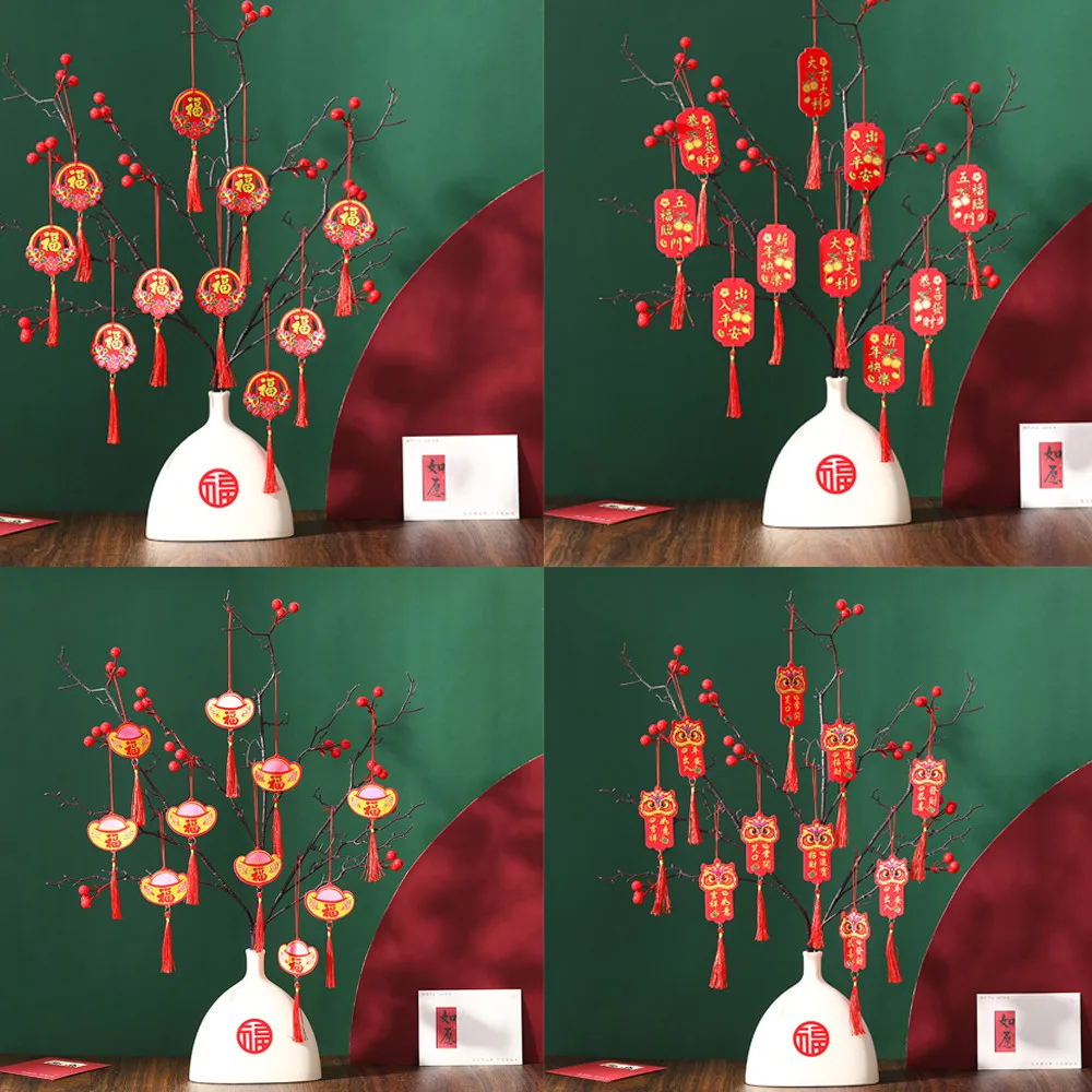 

10pcs Spring Festival Dragon Year Pendant Chinese New Year Hanging Ornament Spring Festival Room Decoration Gift 2024