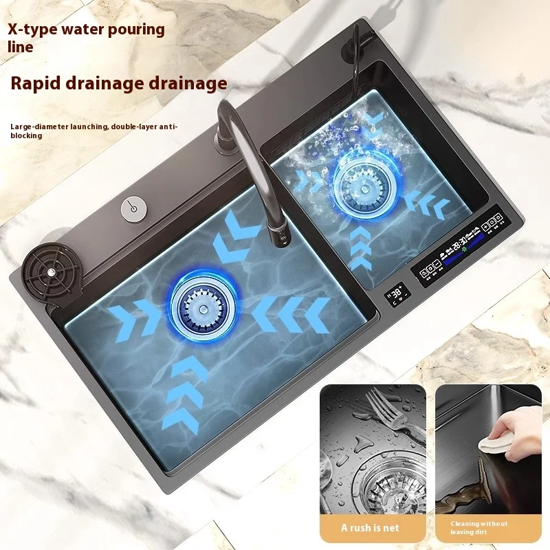 Water Catalyst sinks Stainless Steel Kitchen Sink Multifunctional Smart Double slot Purification Sterilized Fruit
