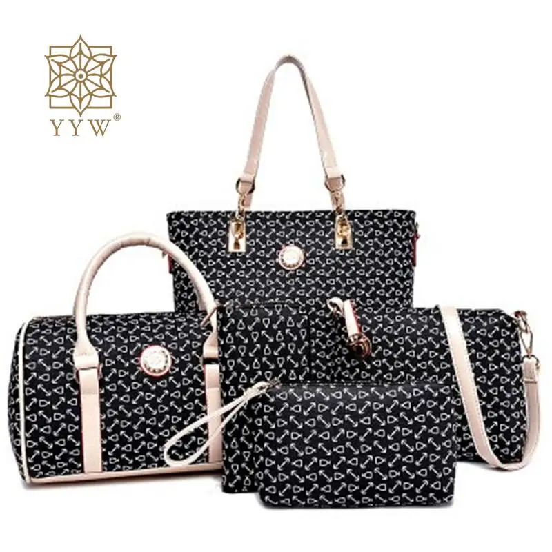 

Fashion Women Handbag Set 5Pcs Wallet Tote Bag Shoulder Bag Top Handle Satchel Purse Large Capacity Waterproof PU Leather Bag