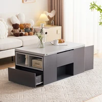 Table basse multifonctionnelle relevable, plateau transformable en 2 tables, grande capacité, meubles de salon, table multifonctionnelle 3