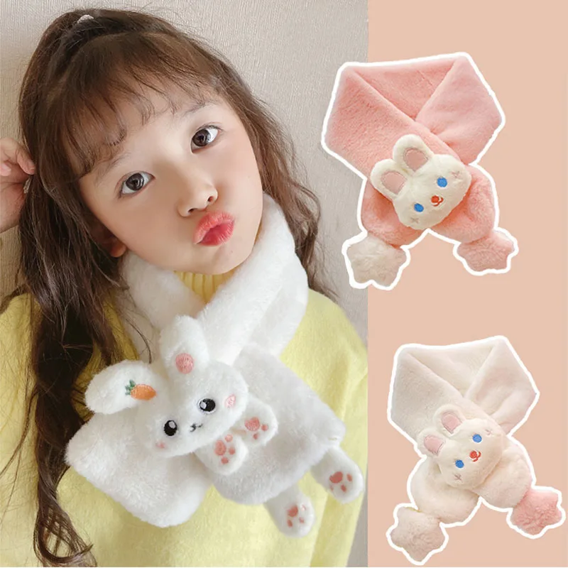 Winter Children Cute Soft Faux Fur Cartoon Carrot Scarf Baby Girls Outdoor Windproof Warm Scarf Boy Kids Plush Thicken children scarf