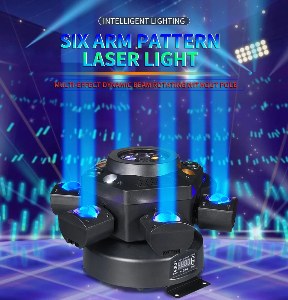 RGBW 6 Head Moving Head Pattern Beam Light 120W Six Arm DMX 6x10W DJ Bar Strobe
