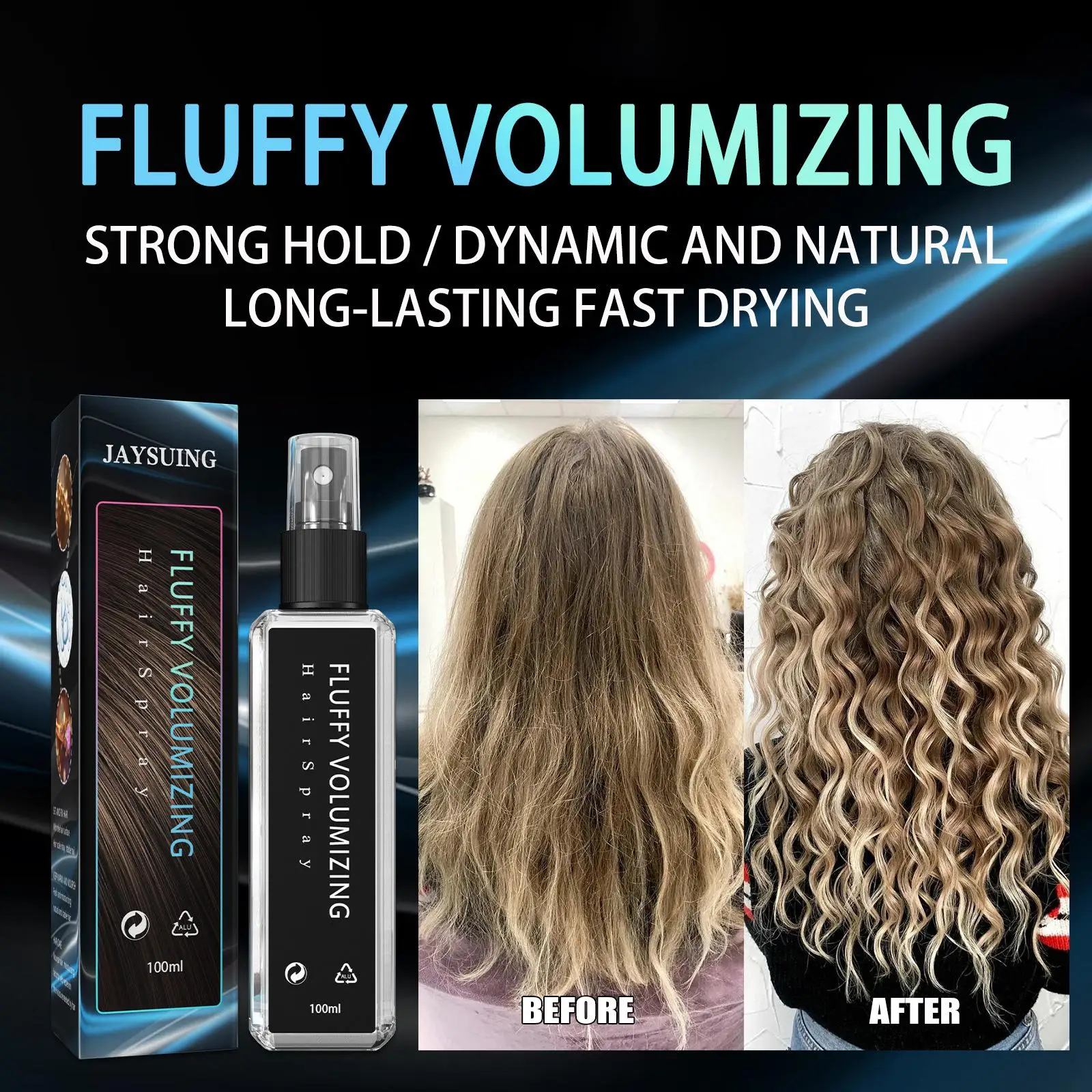  Volumizing Hair Spray 100ml Non Sticky Non Greasy Texture Spray Long Lasting Bright