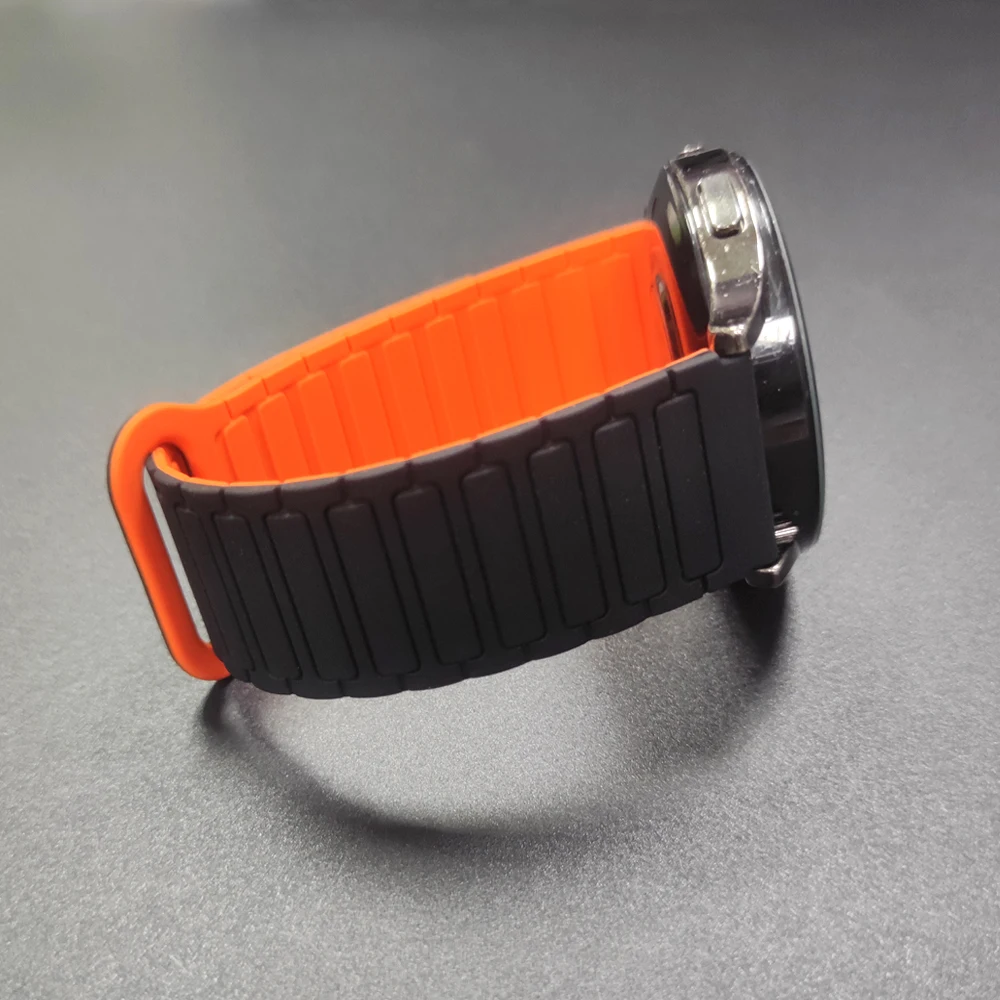 Silicone Magnetic Loop Smartwatch Strap - 20/22mm Adjustable Bracelet in Various Colors