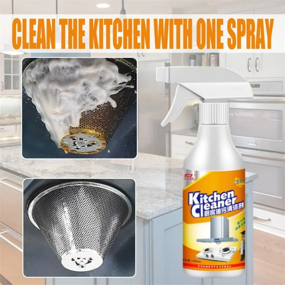 300ML Kitchen Grease Foam Cleaner Stain Remover Multi-Purpose Dirt Oil Cleaning Bubble Spray Washing Tools for Grills Ovens oil cleaner kitchen cleaner