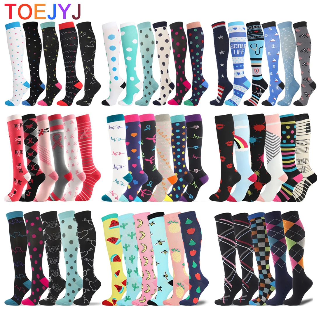 Compression Socks for Women and Men 5/6 Pairs Best Fit for Varicose