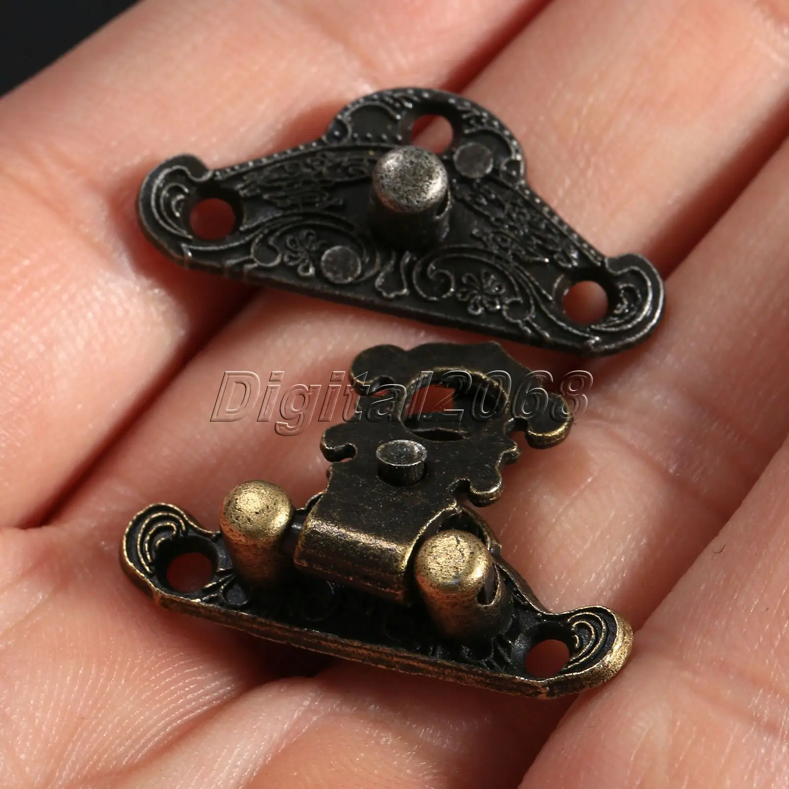 12Pcs Antique Bronze Latches Catches Hasps Clasp Catches Lock Decorative Jewelry Wine Wooden Box Case Hooks with screws 28x23mm