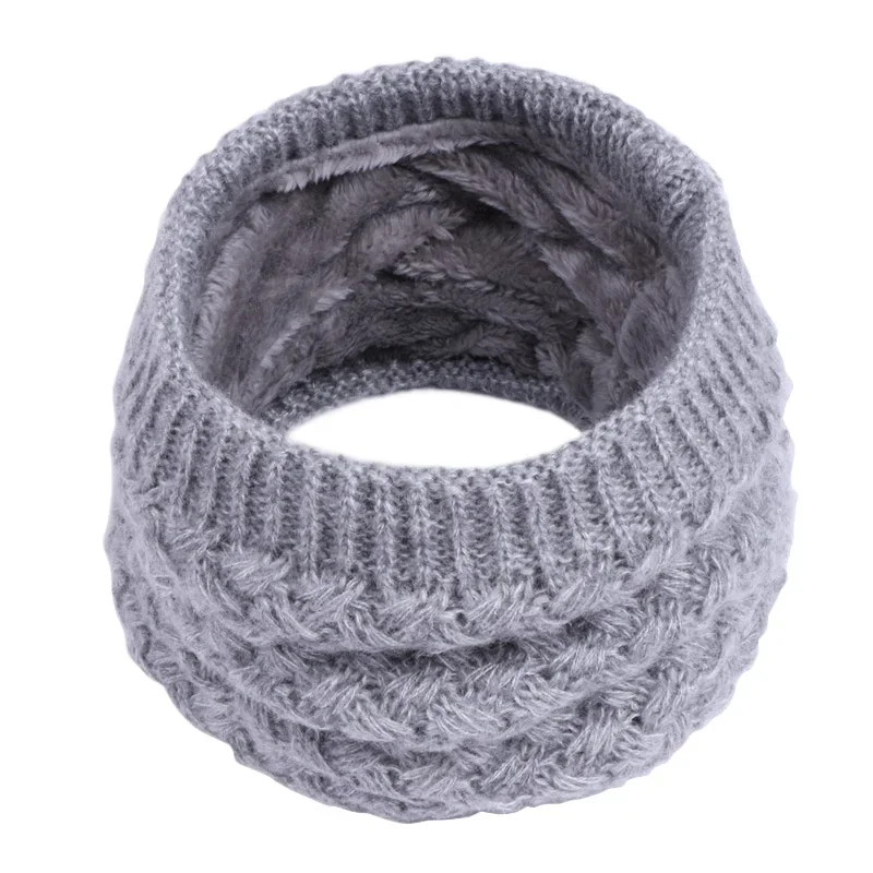 Unisex Winter Neck Scarf Knitted Thickened Wool Fluff Warm Neckerchief Protective Cervical Spine Loop Outdoor villus Ring Scarf