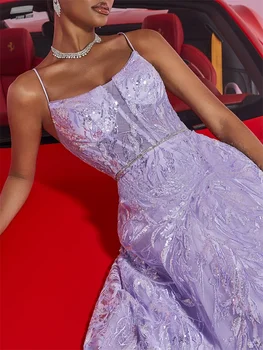 فساتين سهرة رسمية فاخرة بحمالات ترتر مثيرة بدون ظهر للنساء فساتين كوكتيل طويلة لحفلات الزفاف 6