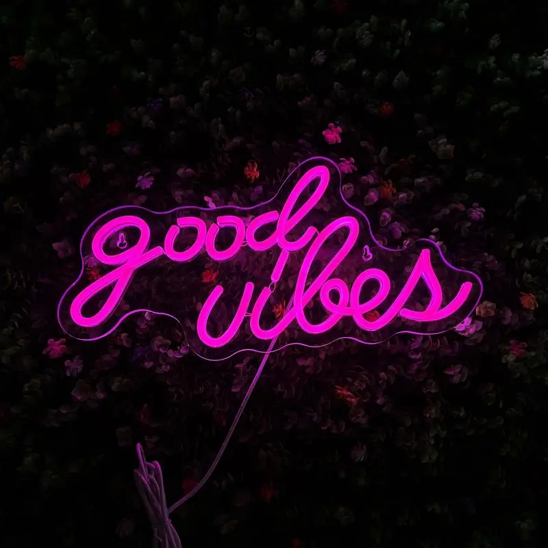

LED Neon Custom Design Good vibes 5V (42x21cm) Wall Decoration Bedroom Decoration Party Decoration Holiday gift Wedding decor
