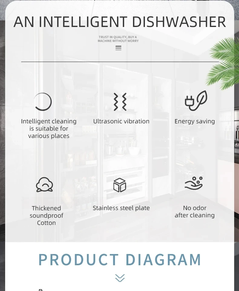 Description Picture 3 of itemUltrasonic dishwasher, commercial automatic desktop dishwasher sink, no installation of fruit and vegetable cleaning machi