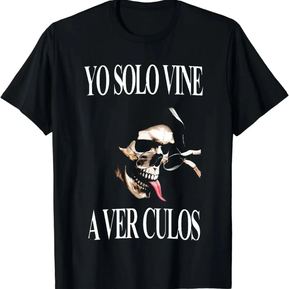 Herren-T-Shirt aus 100 % Baumwolle mit einem Y2K-Streetwear-Design mit einem Totenkopf und dem Aufdruck „I Just Came To See Butts“.