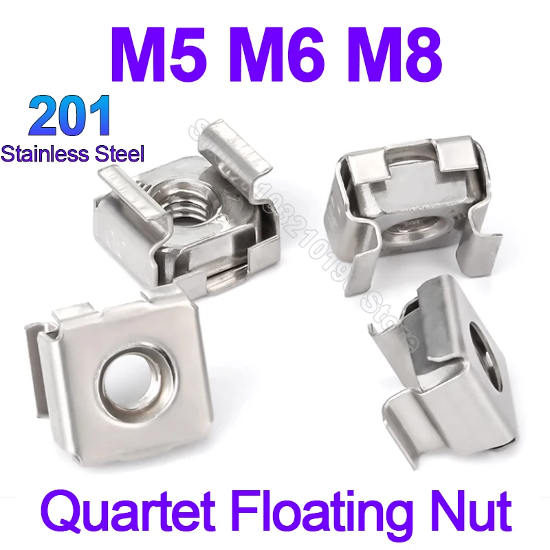 10Pcs M4 M5 M6 M8 Stainless Steel 304 Quartet Floating Nut Cassette Elastic Enclosure Card Cage