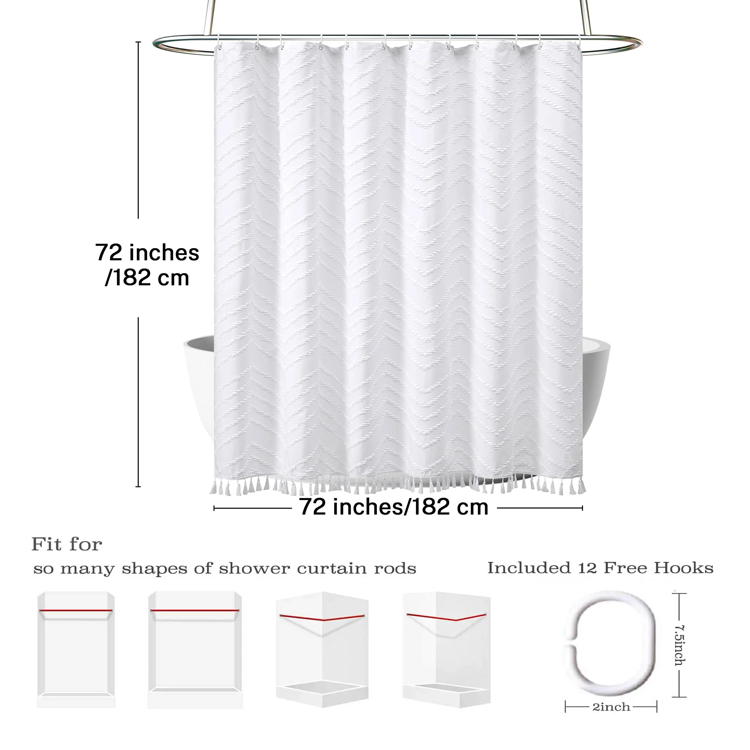 Boho Shower Curtain Tassel Woven Fabric Waterproof Bathroom Curtains With Hooks Modern Bathtub Curtain Bathroom Accessories 1Pc shower curtains