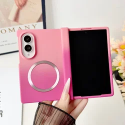 Magnetic Wireless Charging Matte Cover - Double Color Design - Galaxy Z Fold4 (RoseRed)