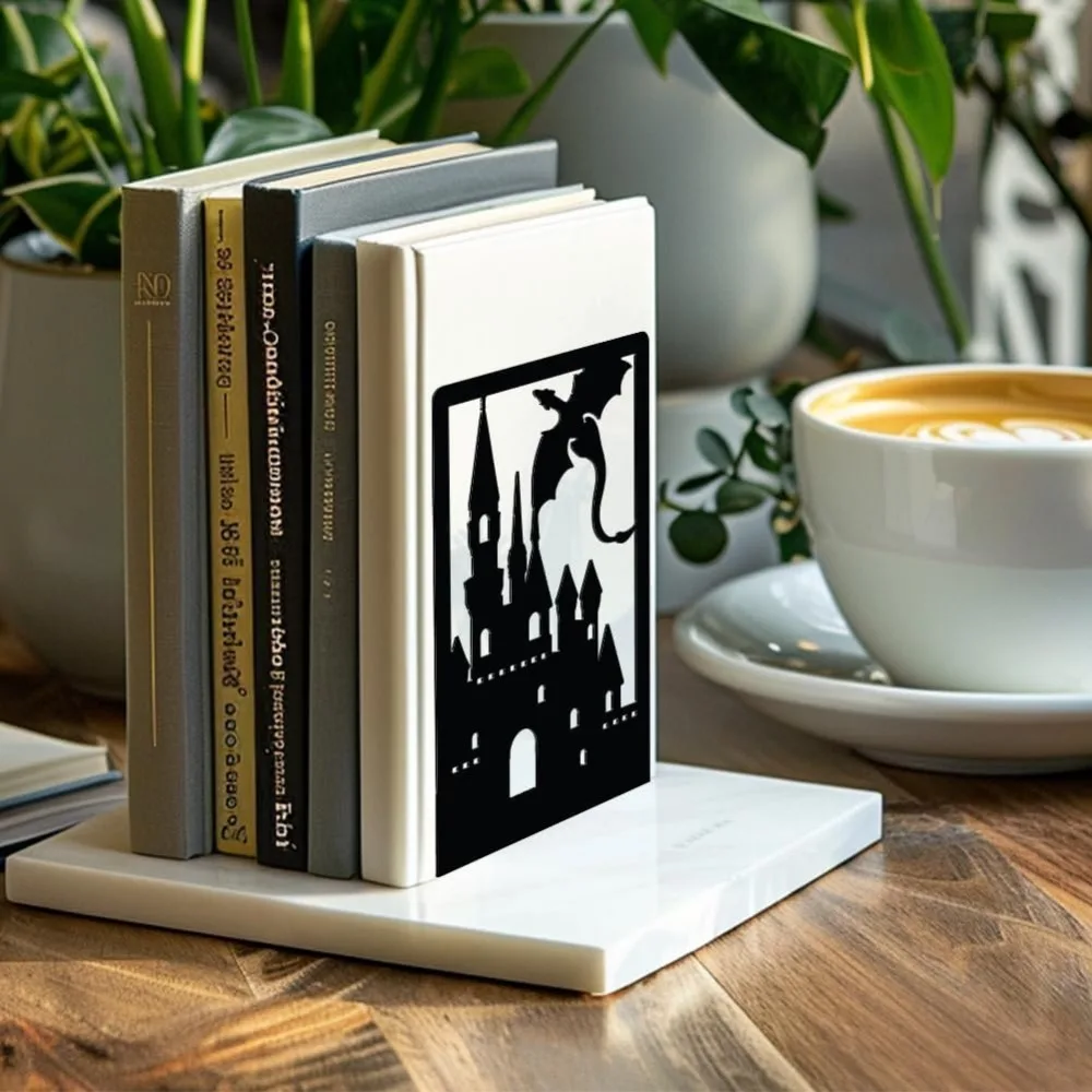 Metal Bookends for Shelves Room Decorative Creative Heavy Duty Study Bookends Stoppers Holder Stand for Desk Shelf 4.7"x3.5"x7
