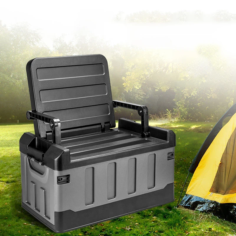 Seat Design Folding Storage Box Outdoor Camping Picnic Fishing Chair Large Capacity Waterproof Car Storage Box Bearing 200kg