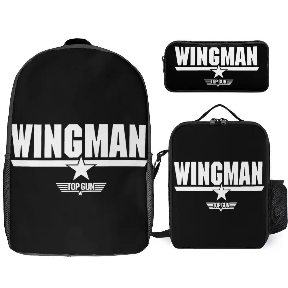 

Классический набор 3-в-1 Top Gun Wingman Center с Логотипом Звезды, 17 дюймов, рюкзак, сумка для ланча, сумка для ручек, летние лагеря, графический винтажный плотный карандаш