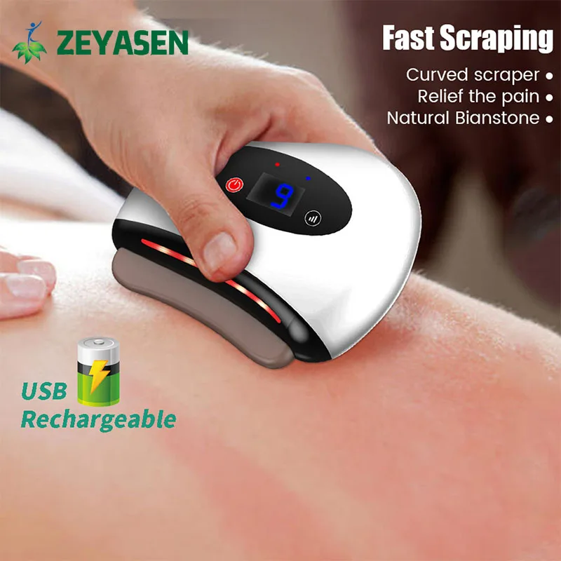 Electric Guasha Massager Hot Compress Eye Massager Stone Heating Vibration Scraping Neck Face Skin Lifting Removal Wrinkle Tool