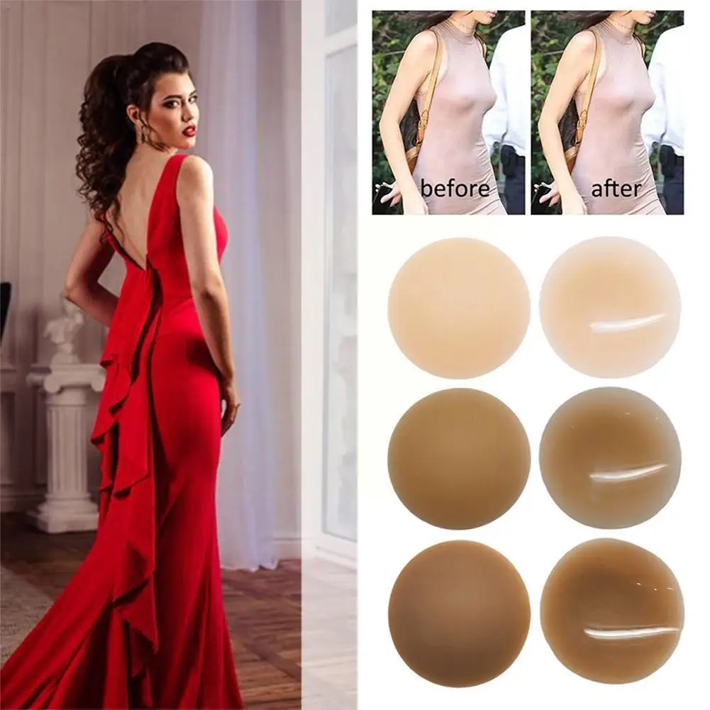 

1 Pair Ultra Thin Invisible Reusable Glue Free Bust Cover Thin Silicone Patch Chest Stickers Self-adhesive Patch Breast Pet R7X9