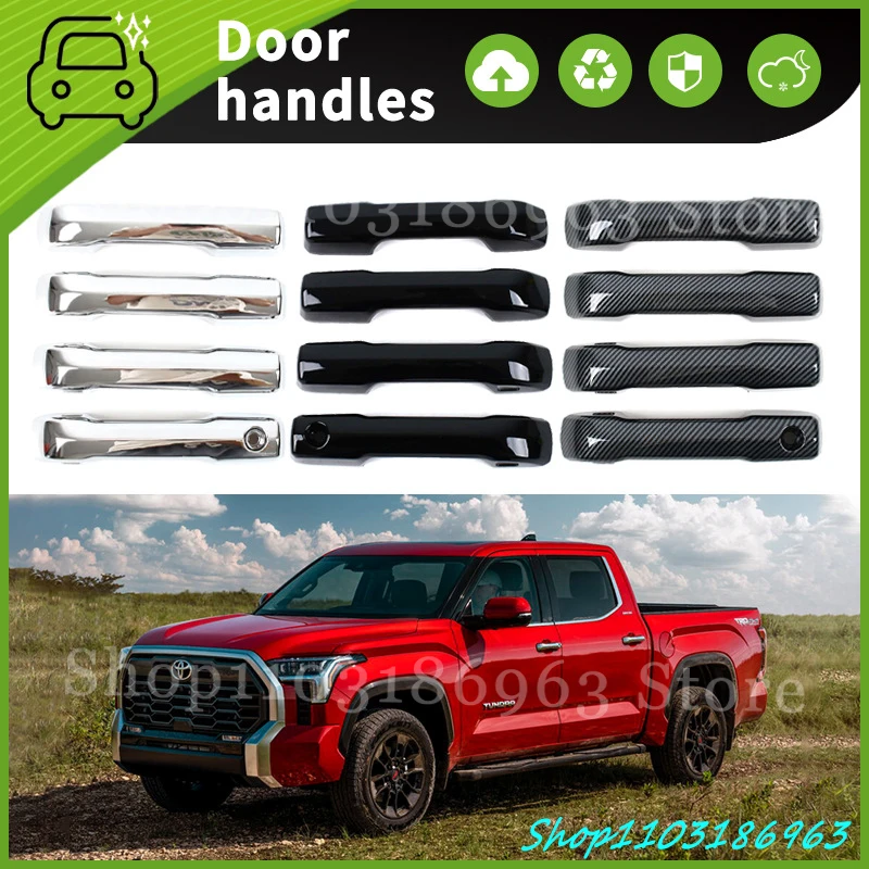 

For TOYOTA Tundra 2023 Gloss Black Chrome Car Door Handle Cover Trim Styling Accessories Car Stickers Auto Accessories
