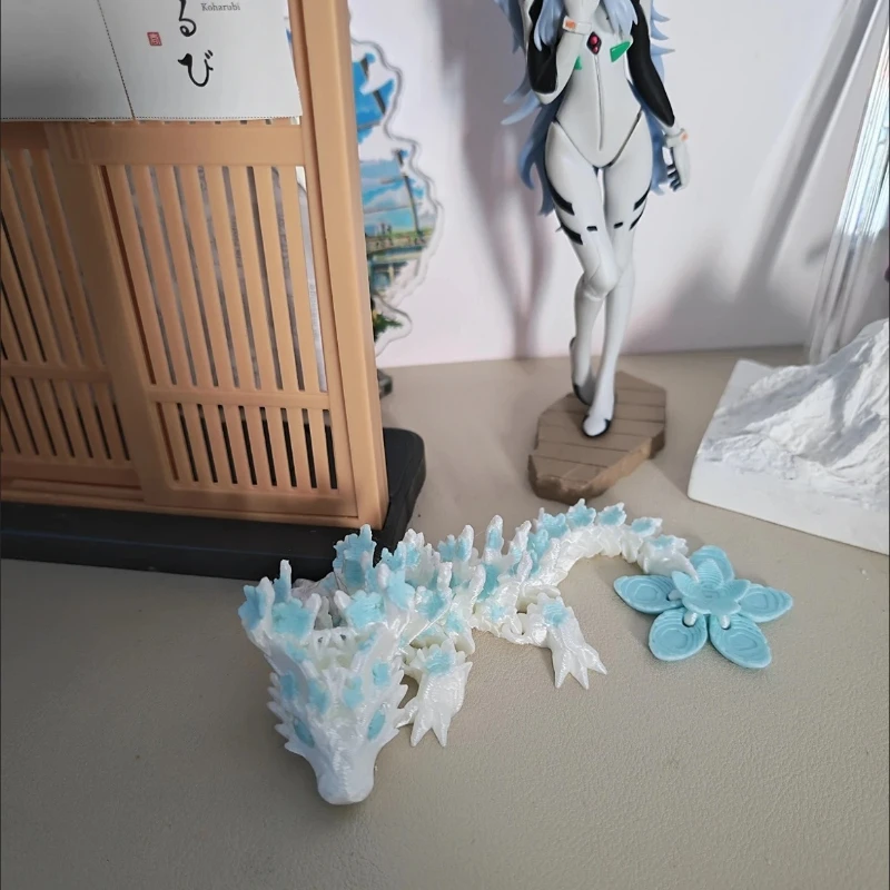 3D Printed Cherry Blossom Dragon Movable Joint Articulated Dragon Action Figures Home Office Desktop Ornament Birthday Gifts 2