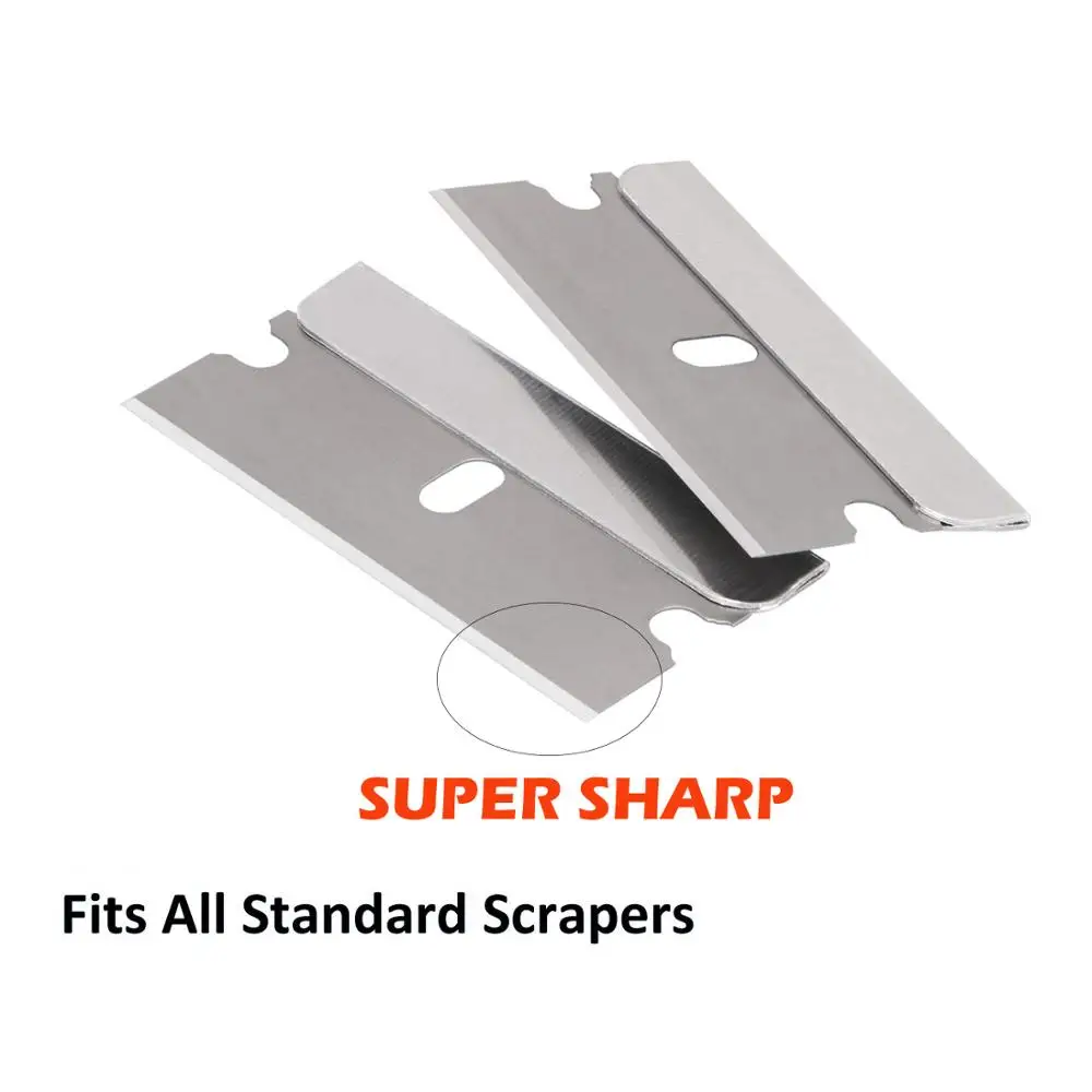 EHDIS 100pcs 1.5" Spare Razor Blade for Razor Scraper Carbon Fiber Blades Vinyl Car Wrap Tools Widow Tint Sticker Remover