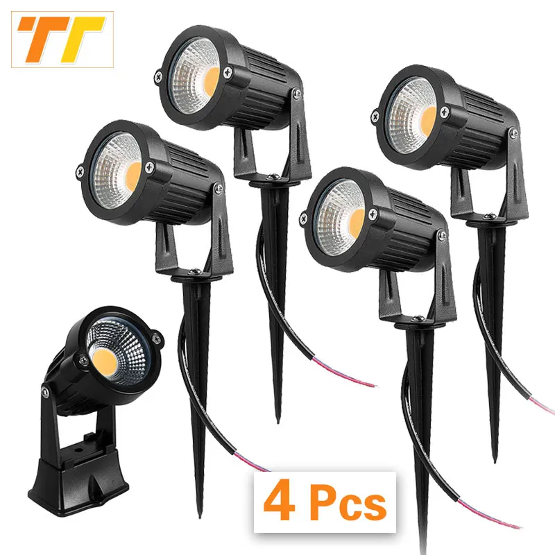 4Pcs LED Garden Lighting 5W 10W Outdoor Spike Lawn Lamp Waterproof Terrace Garden Decoration Path Spotlights AC220V 110V DC12V