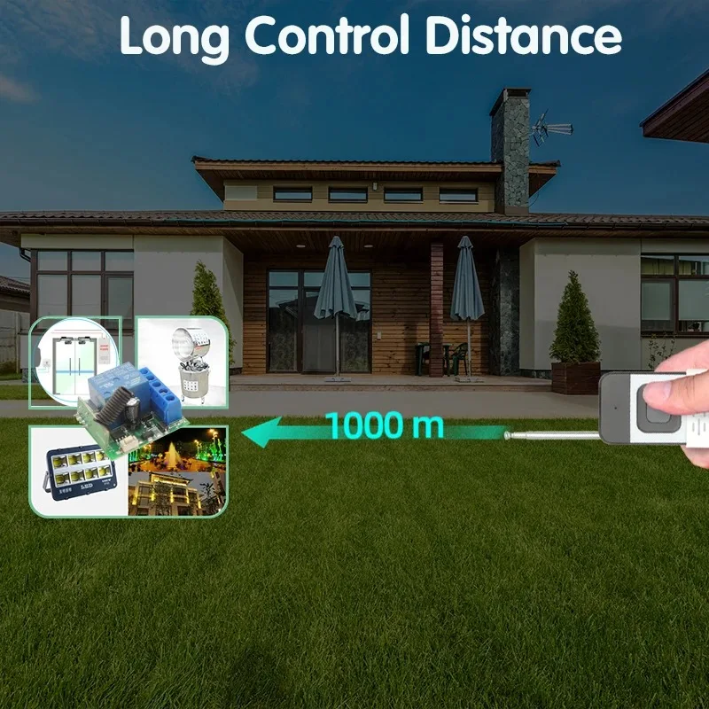 DIY 무선 스위치 DC 12V 미니 릴레이 모듈, 1000 미터 RF 리시버 리모컨, 차고 커튼 가전 제품, 433MHz , 433MHz DIY Wireless Switch DC 12V Mini Relay 