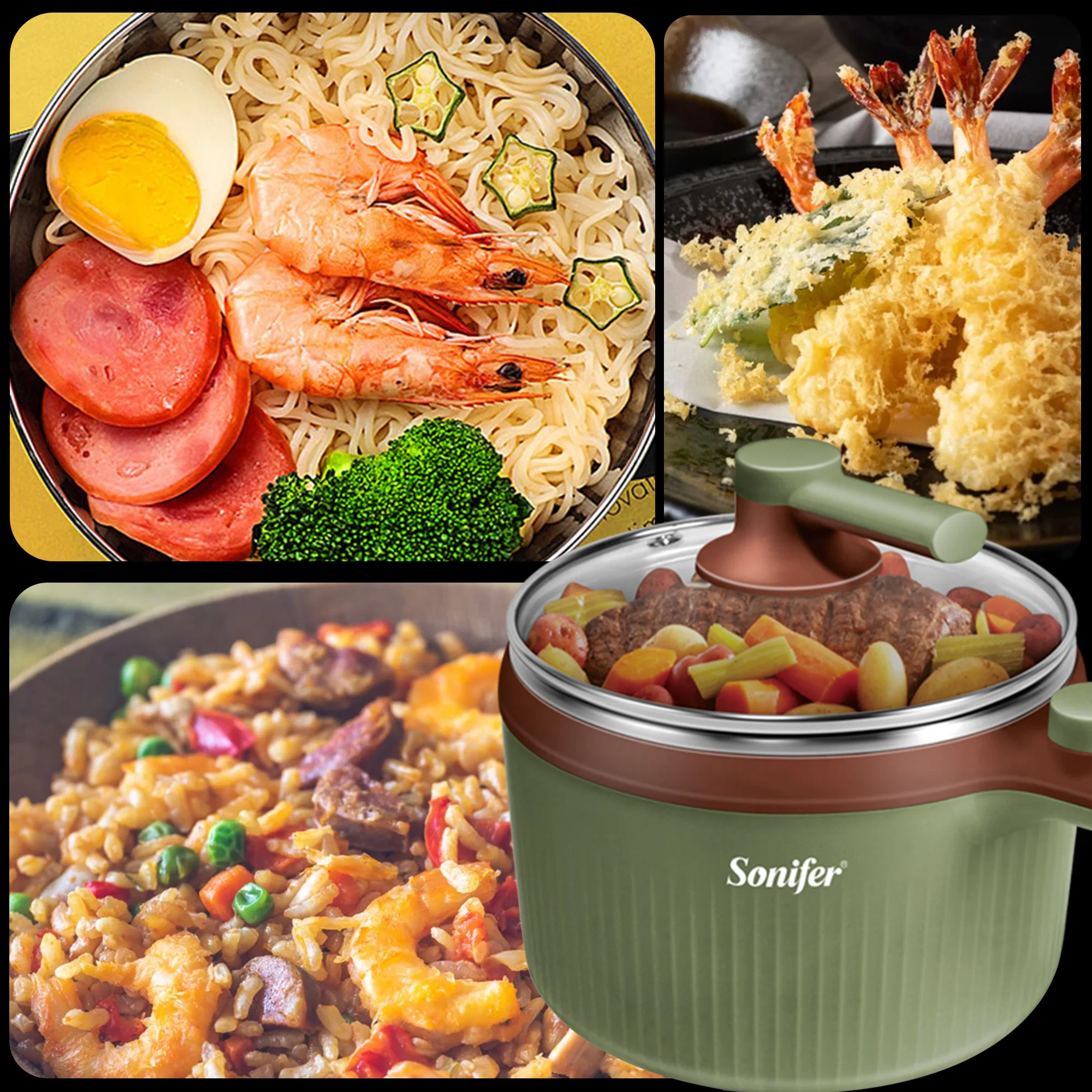 Electric Cooker Hot Pot Non Stick Electric Frying Pan Multi Function One  Dormitory Household Large Capacity Two Level 2l Square - Electric Skillets  - AliExpress