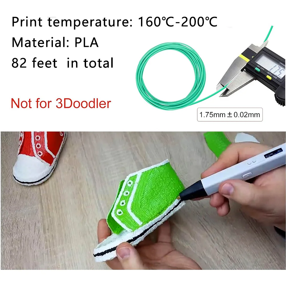 25M 3D Pen Filament PLA PCL 3D Printing Pen Consumables Colored Odorless Safety Plastic Filament Diameter 1.75mm