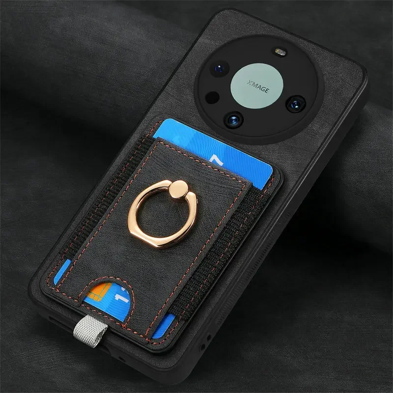 Premium Magnetic Leather Detachable Card Wallet Case - Elegant Protective Back Cover