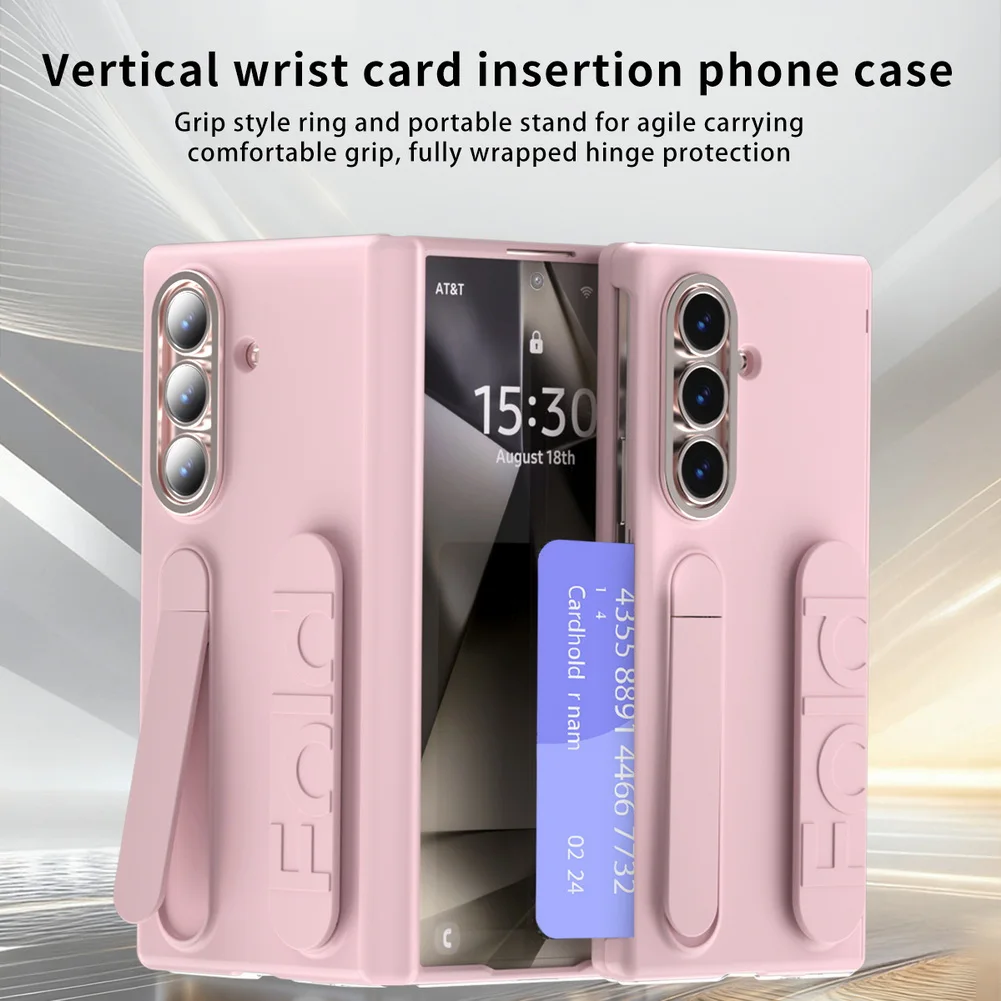 Multifunctional Wrist Strap Folding Case with Credit Card Slot and Kickstand