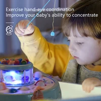 Double Musical Fishing Plate, Rotating Fishing Toys for Children with Lights, 16 Big Fish, 10 Small Fish, 4 Fishing Rods, Gifts 2